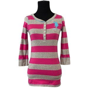 Us Polo Assn Striped Pink & Gray Size | S